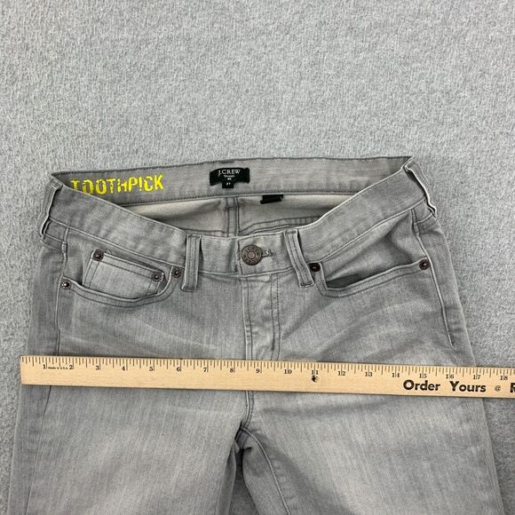 J. Crew Jeans Womens Size 27 Toothpick Stretch Gray Distressed - Picture 7 of 16